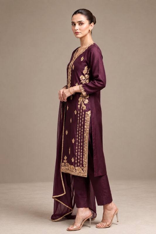 Noor-e-Plum / Gold Luxury Suit