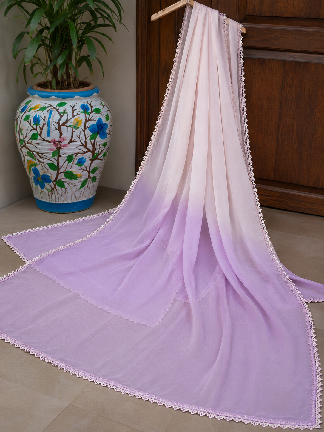 Russian Silk 3-Piece Izaar Suit with Embroidered Dupatta | Ready To Wear