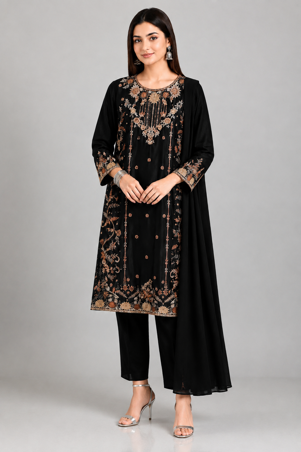 Midnight Bloom Embroidered 3-Piece Suit