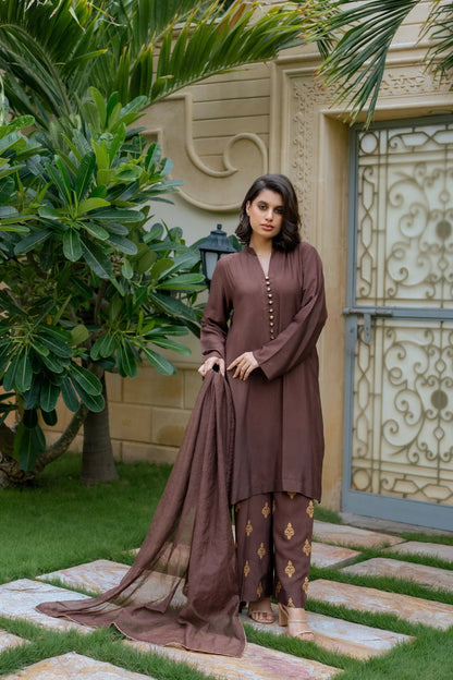 Cotton Net 3-Piece Block Print Suit with Khaadi Net Dupatta | Ready To  Wear