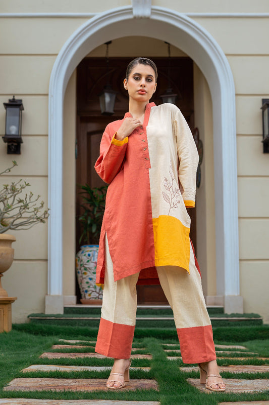 Irish Cotton 2-Piece Three-Tone Color-Block Suit | Ready To Wear