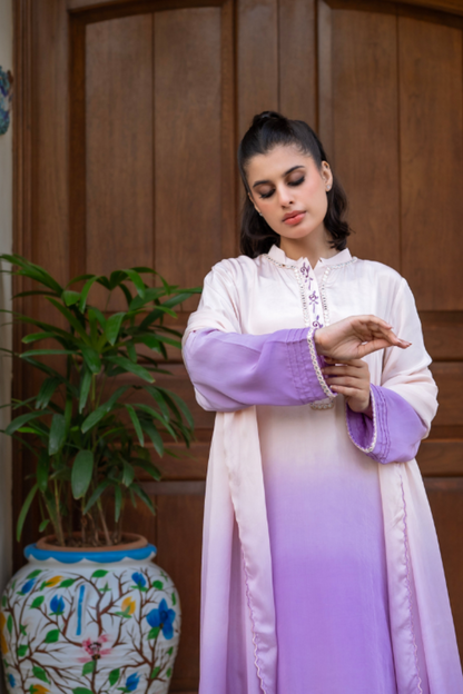 Russian Silk 3-Piece Izaar Suit with Embroidered Dupatta | Ready To Wear