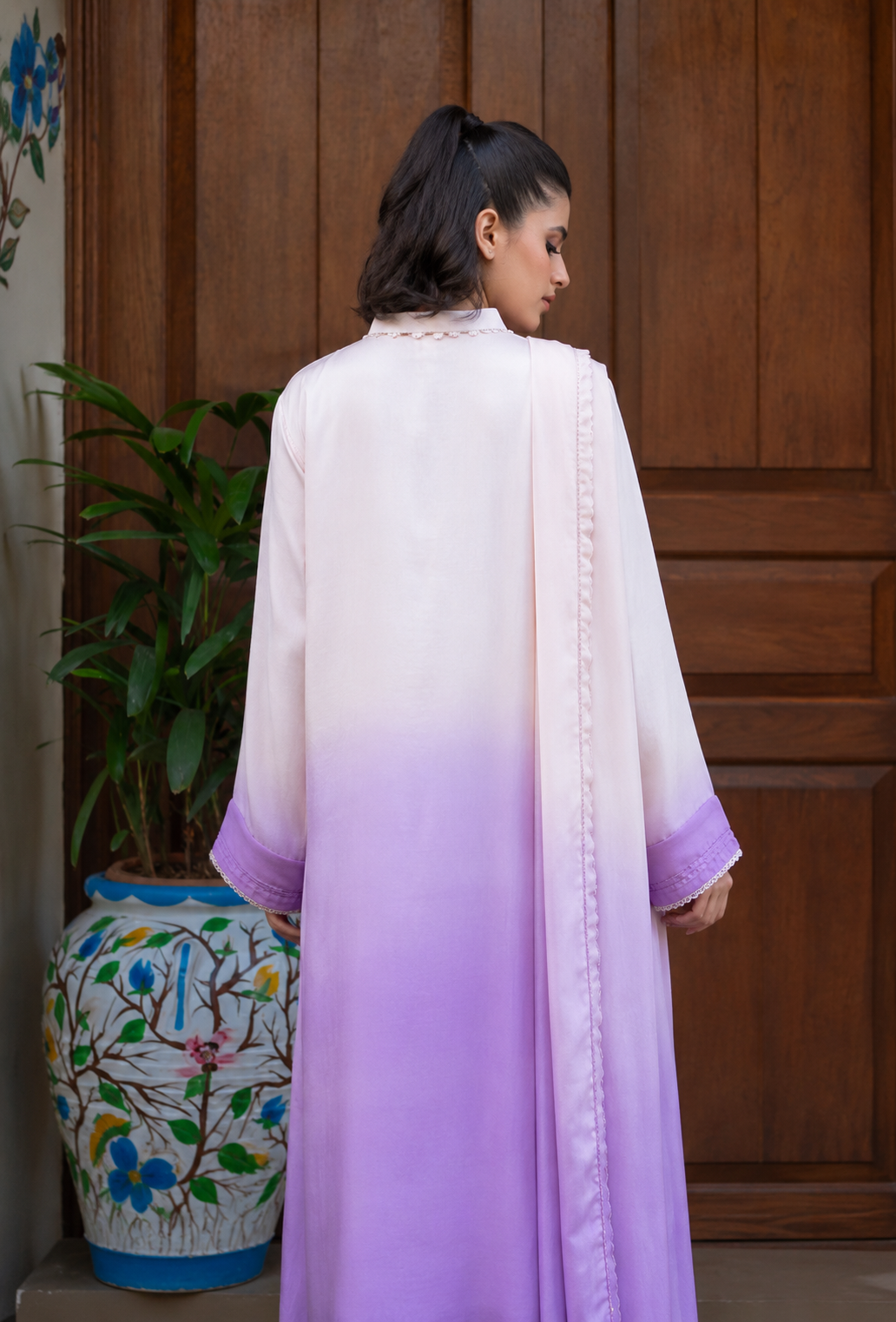Russian Silk 3-Piece Izaar Suit with Embroidered Dupatta | Ready To Wear
