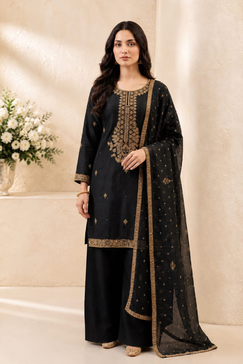 Nooré Luxe Handcrafted Kora Dabka 3-Piece Suit