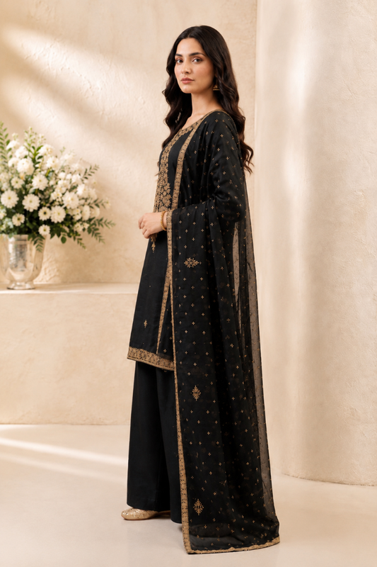 Nooré Luxe Handcrafted Kora Dabka 3-Piece Suit