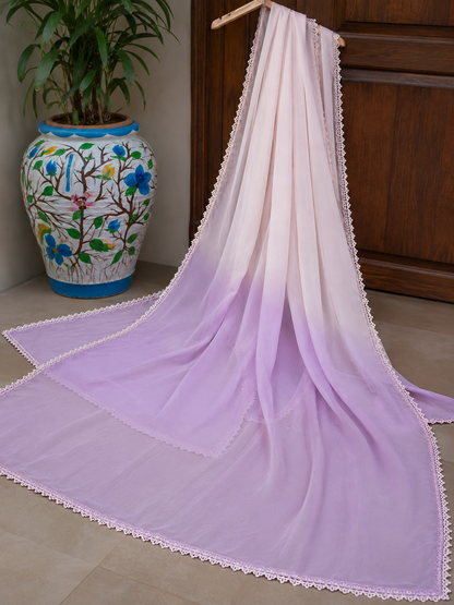 Russian Silk 3-Piece Izaar Suit with Embroidered Dupatta | Ready To Wear