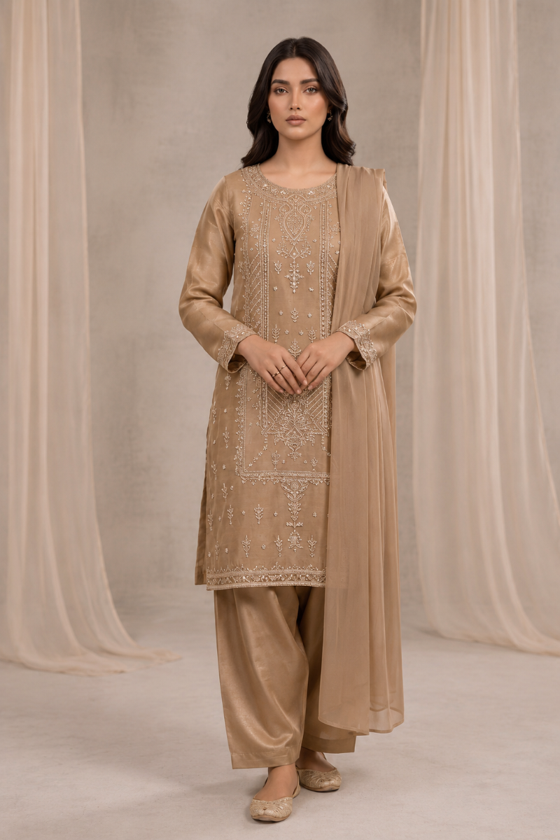 Champagne Luxe Silverwork 3-Piece Suit