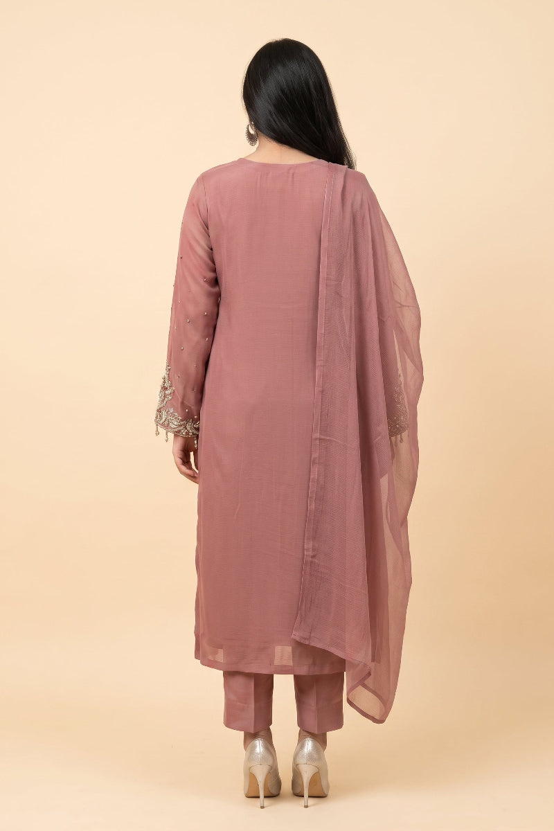 Rose Elegance – 3-Piece Embroidered Suit