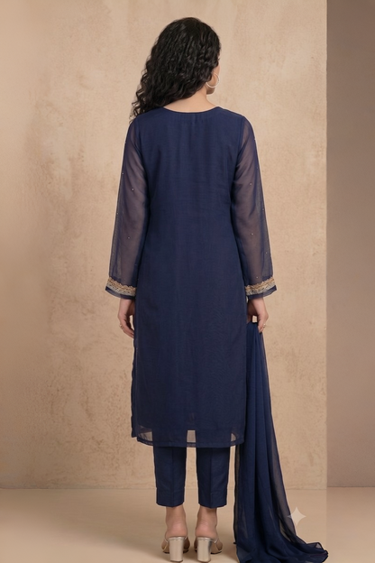 Midnight Grace – Embroidered 3-Piece Suit