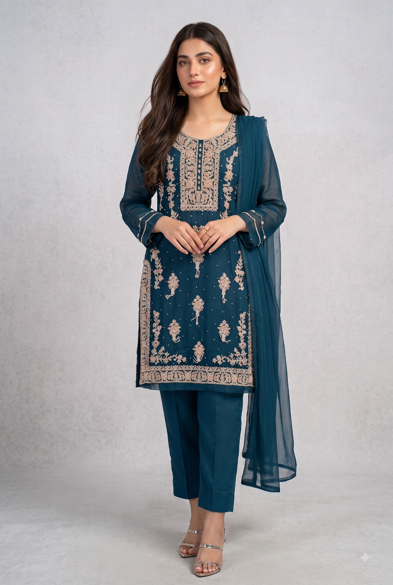 Ideal – Deep Teal Zardozi