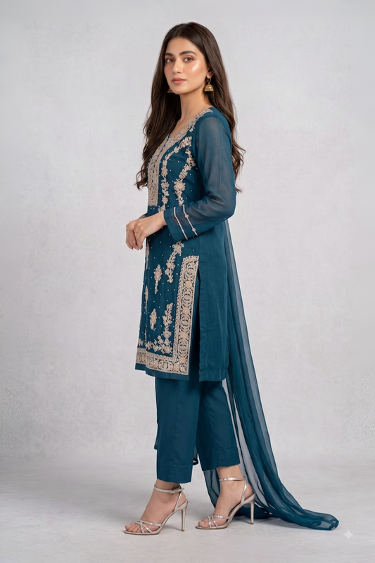 Ideal – Deep Teal Zardozi