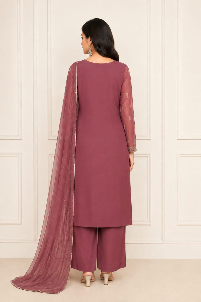 Mauve Serenity – 3-Piece Party Wear Suit