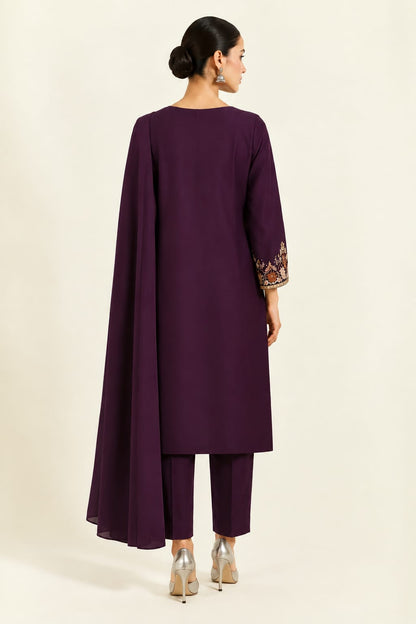 Plum Heritage Embroidered 3-Piece Suit