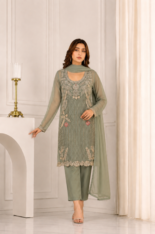 Silver Petal Luxe 3-Piece Formal Suit