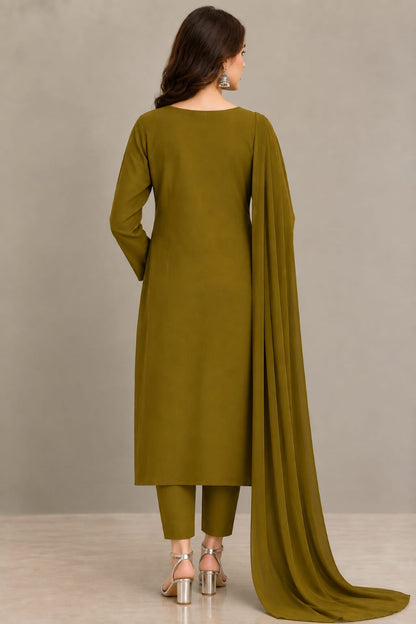 Zayra Olive – 3-Piece Luxury Suit