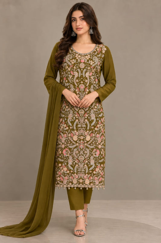 Zayra Olive – 3-Piece Luxury Suit